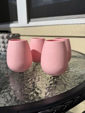 Odeme Pink Silicone Stemless Wine Glasses Set of 4